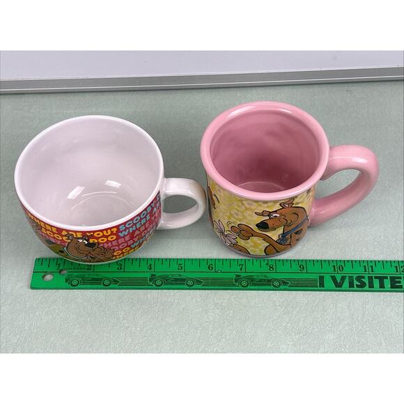 Scooby Doo Coffee Mug Lot Flowers Where Are You Pink Red Hanna Barbera - Picture 7 of 7